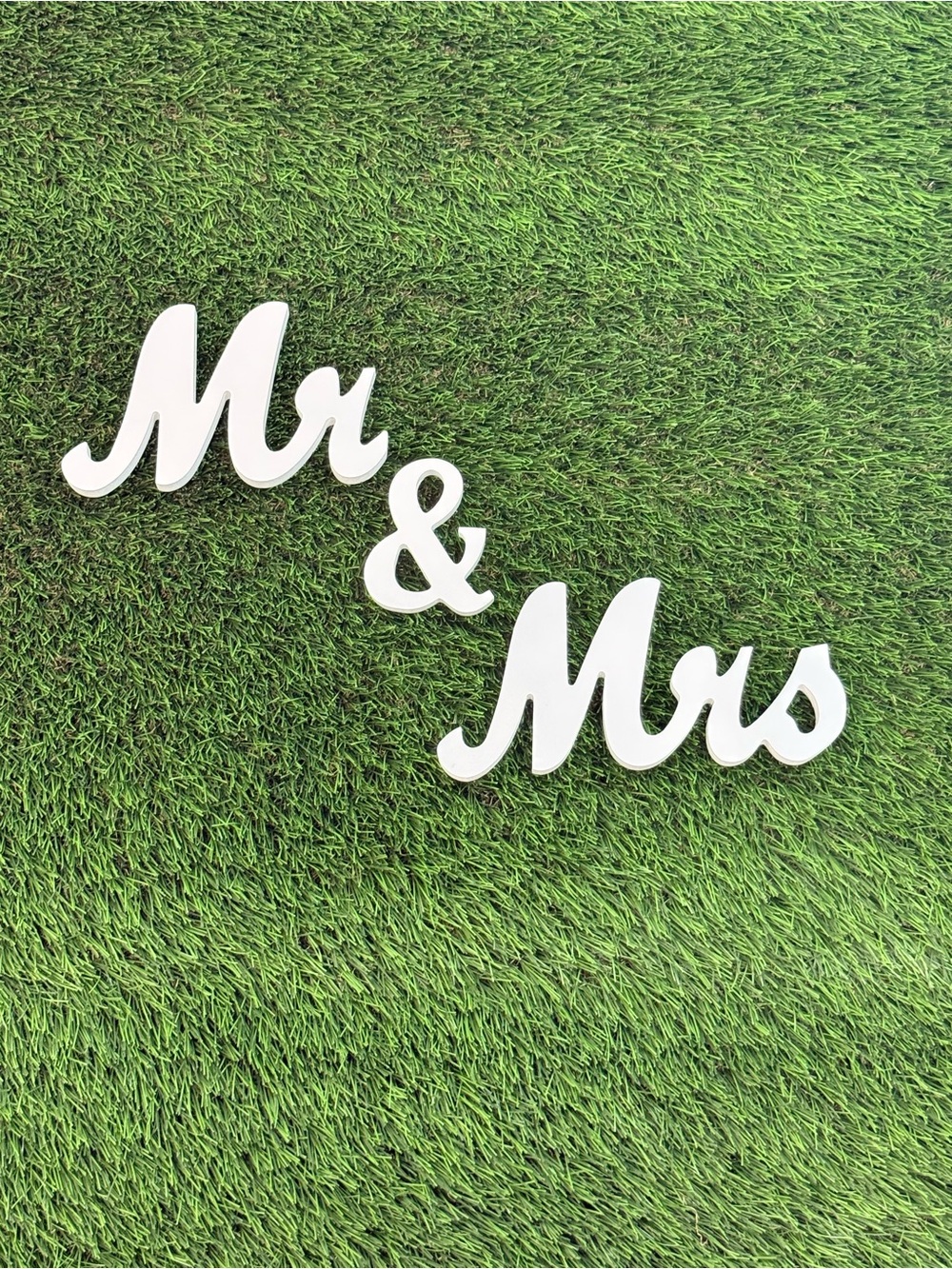 White "Mr & Mrs" Script Sign